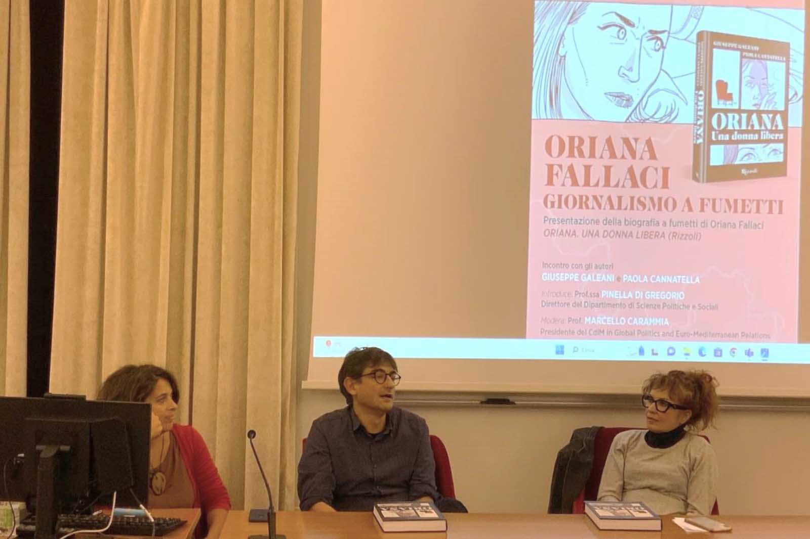 Un momento dell’incontro al Dipartimento di Scienze Politiche e Sociali con da sinistra Paola Cannatella, Giuseppe Galeani e Pinella di Gregorio