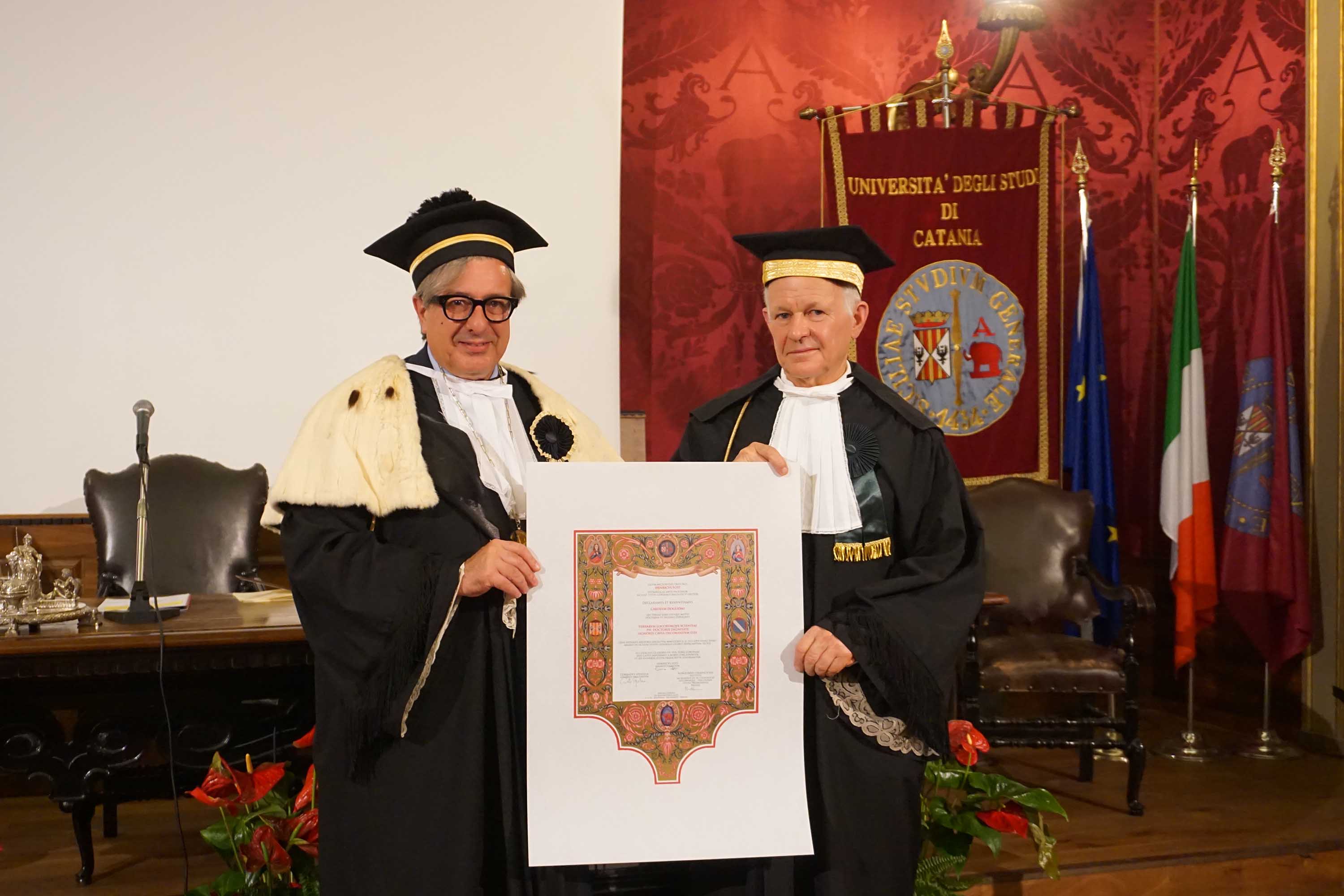 Il rettore Enrico Foti e il prof. Carlo Doglioni