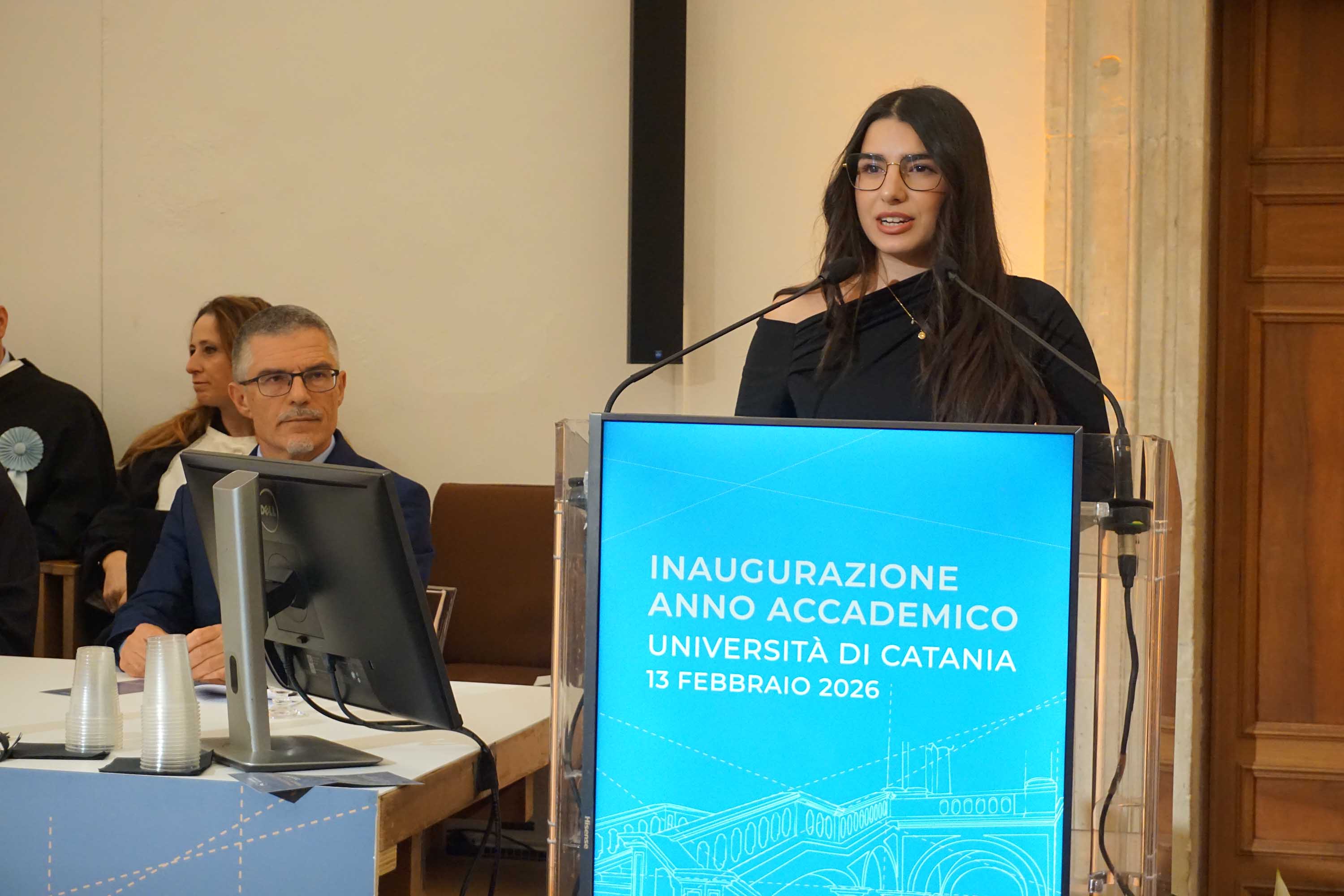Un momento dell'intervento della studentessa Gaia Castro