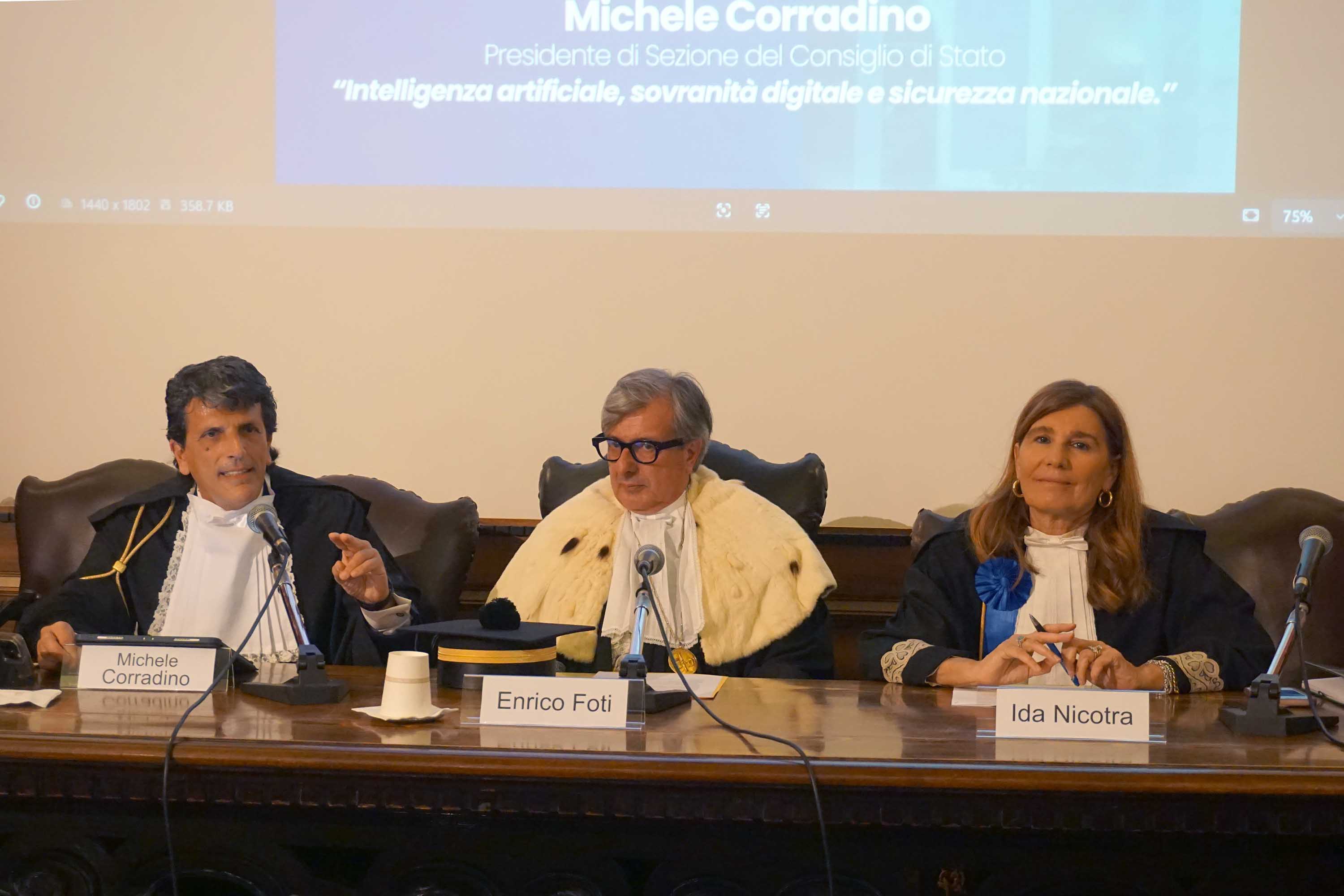 Un momento dell'intervento di Michele Corradino, presidente di Sezione del Consiglio di Stato