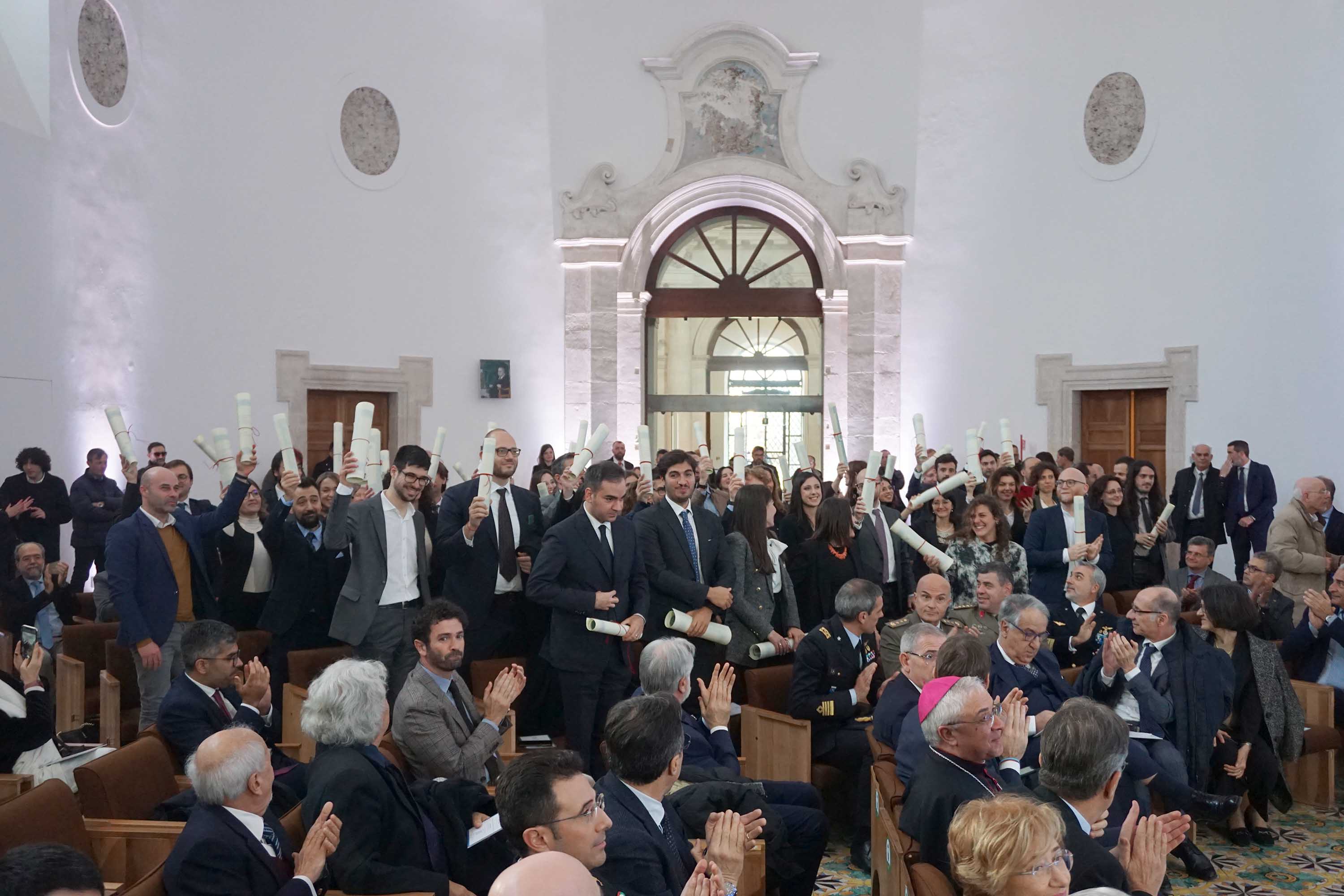 Alcuni dottori di ricerca presenti nell'aula magna "Santo Mazzarino"