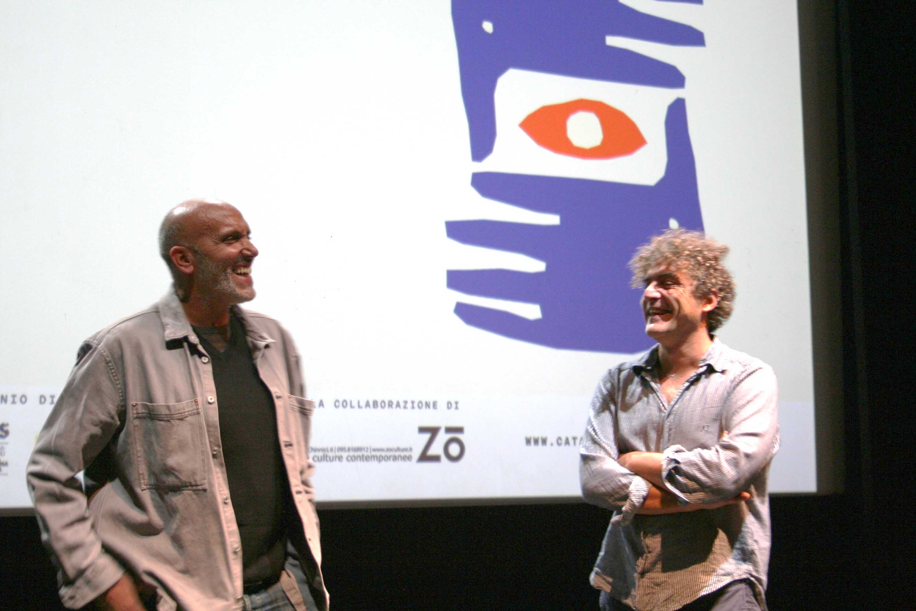 In foto da sinistra Vincenzo Gangi e Edoardo Morabito durante l’incontro con il pubblico