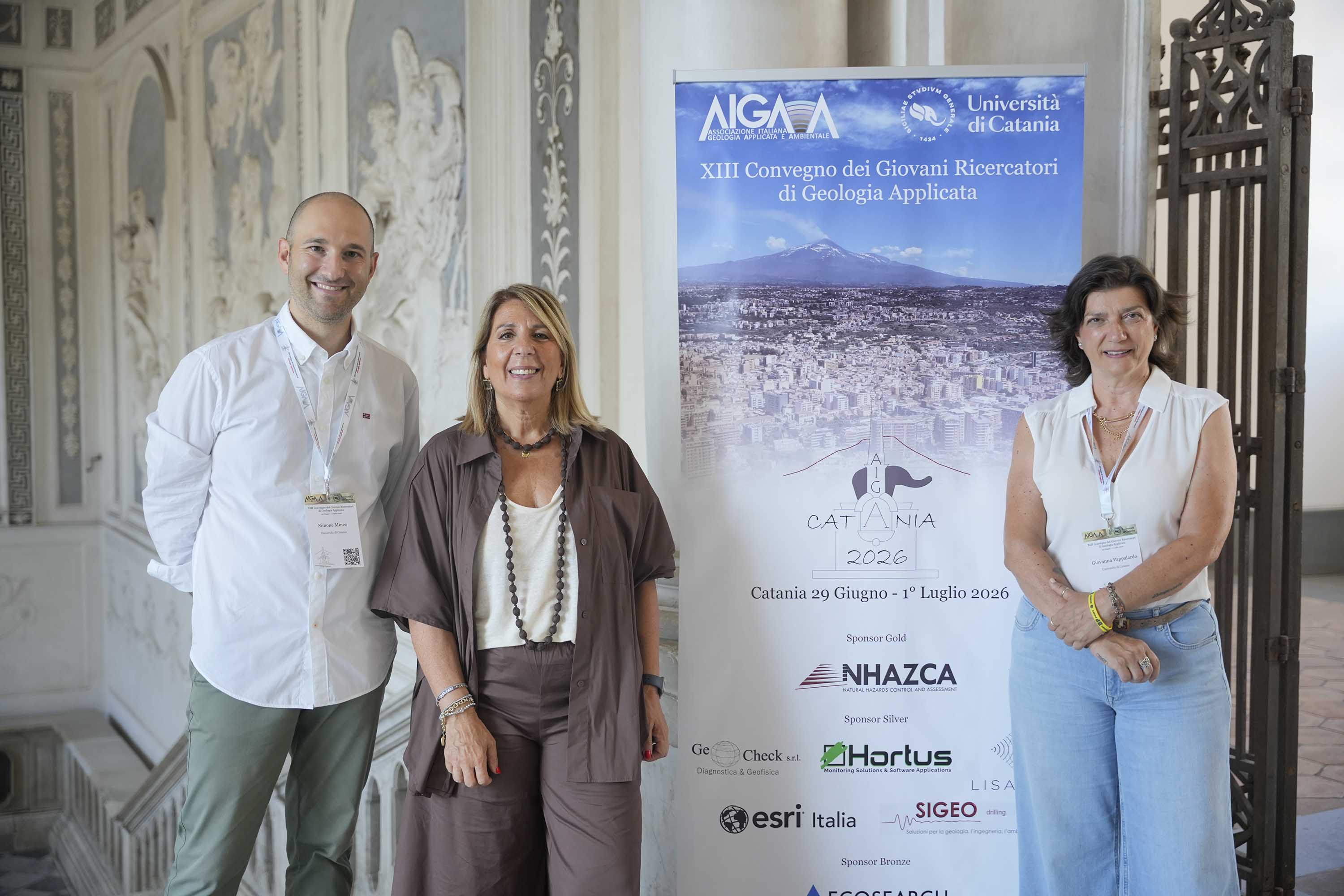 In foto da sinistra i docenti Simone Mineo, Monica Papini e Giovanna Pappalardo, organizzatori del convegno