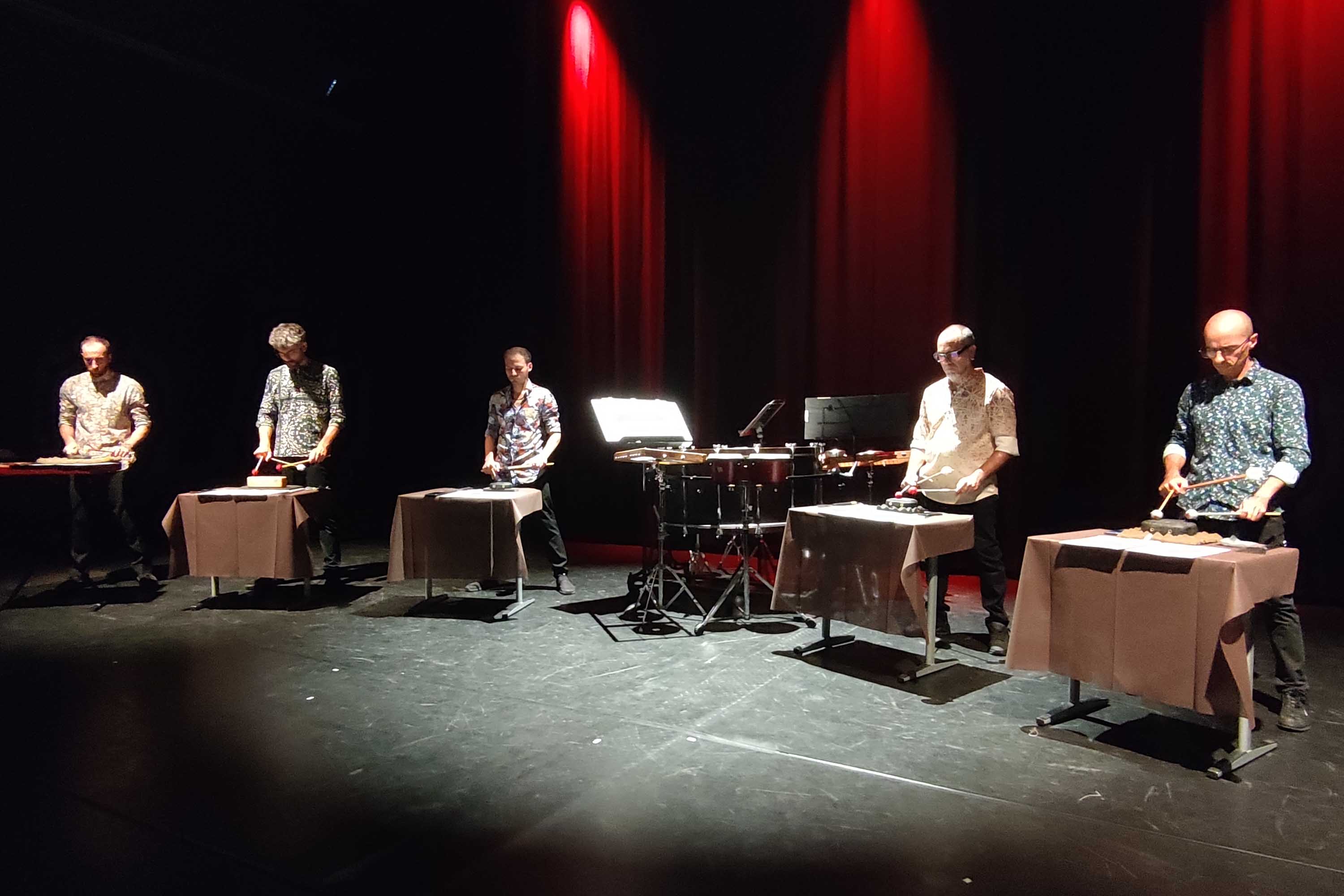 Il Lugano Percussion Ensemble durante il concerto