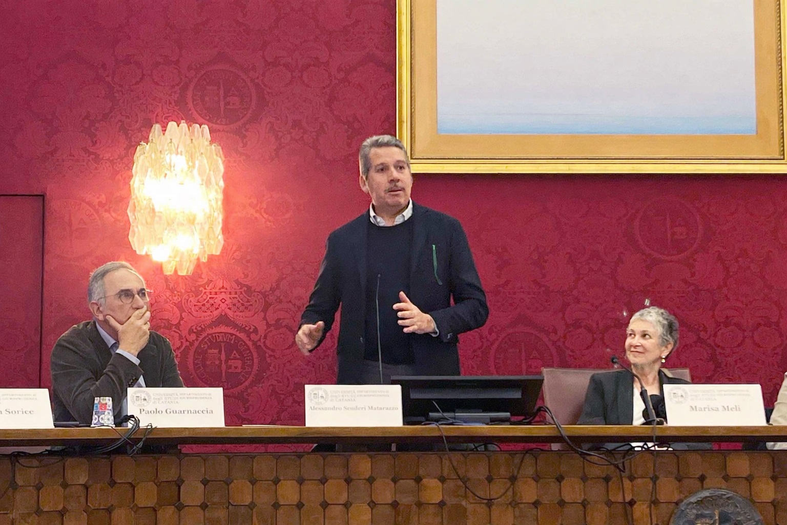 In foto un momento dell’intervento del prof. Alessandro Scuderi Matarazzo