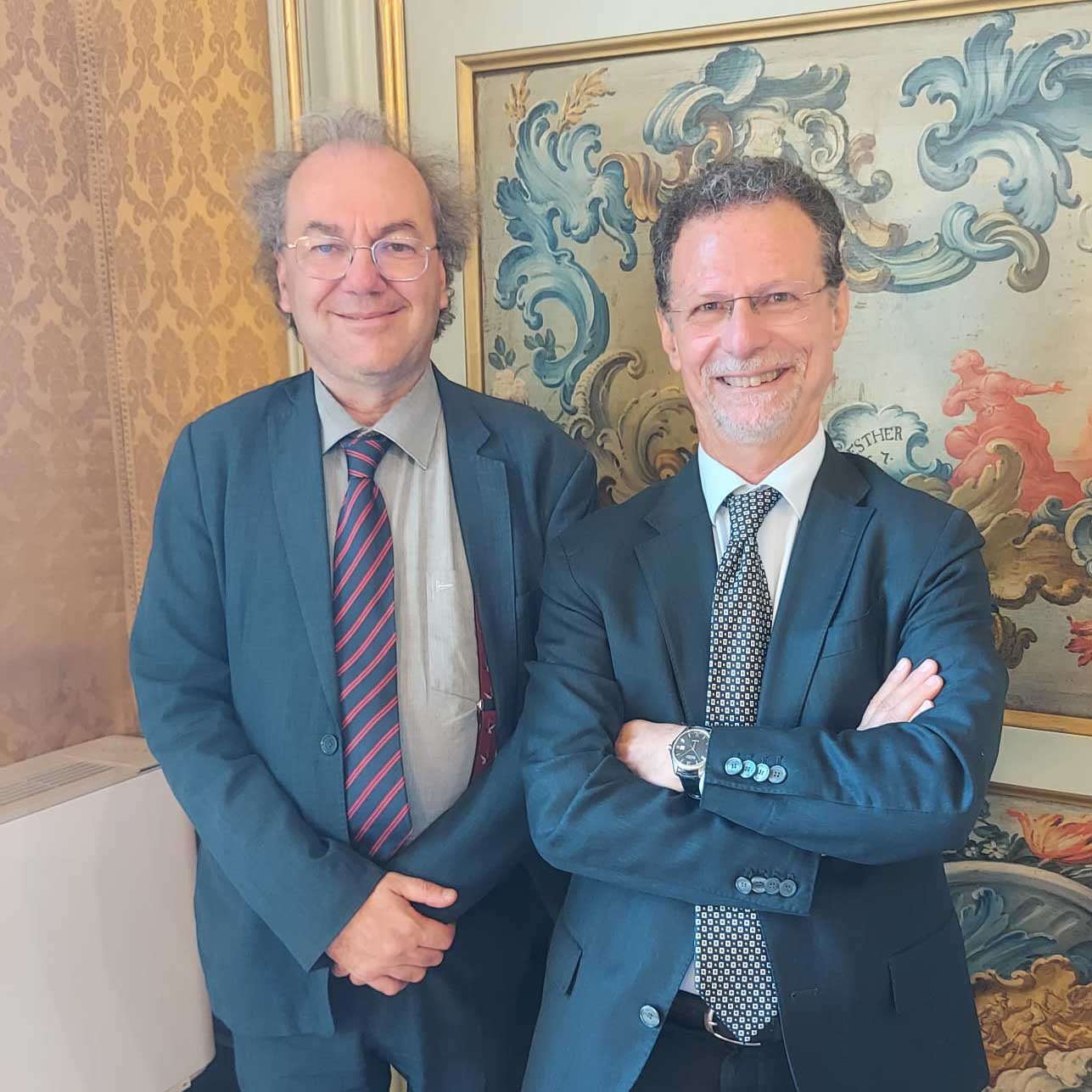 Il presidente dell'Inaf, Roberto Ragazzoni, e il rettore Francesco Priolo di Unict