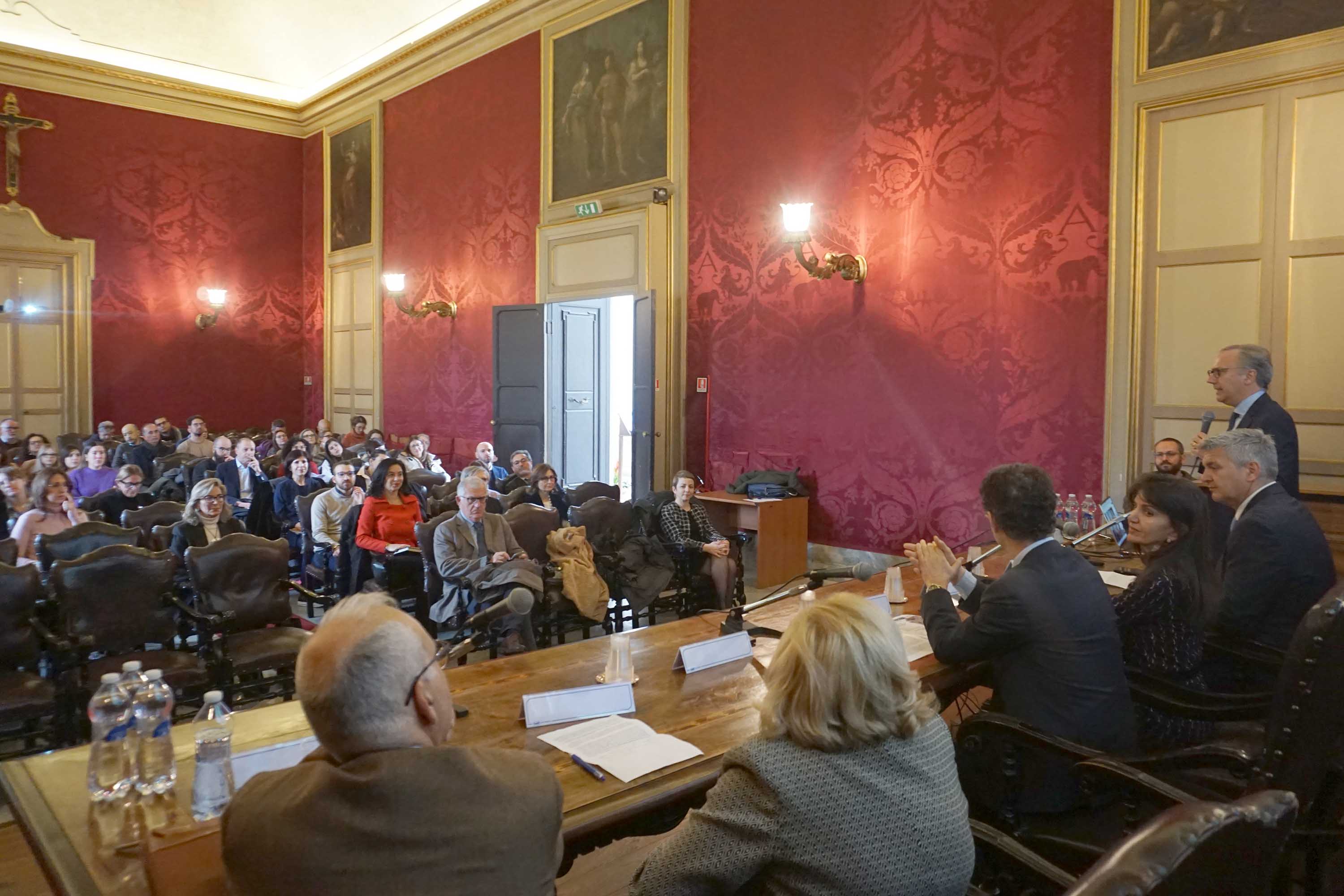 Un momento dei lavori nell'aula magna del Palazzo centrale dell'Università di Catania