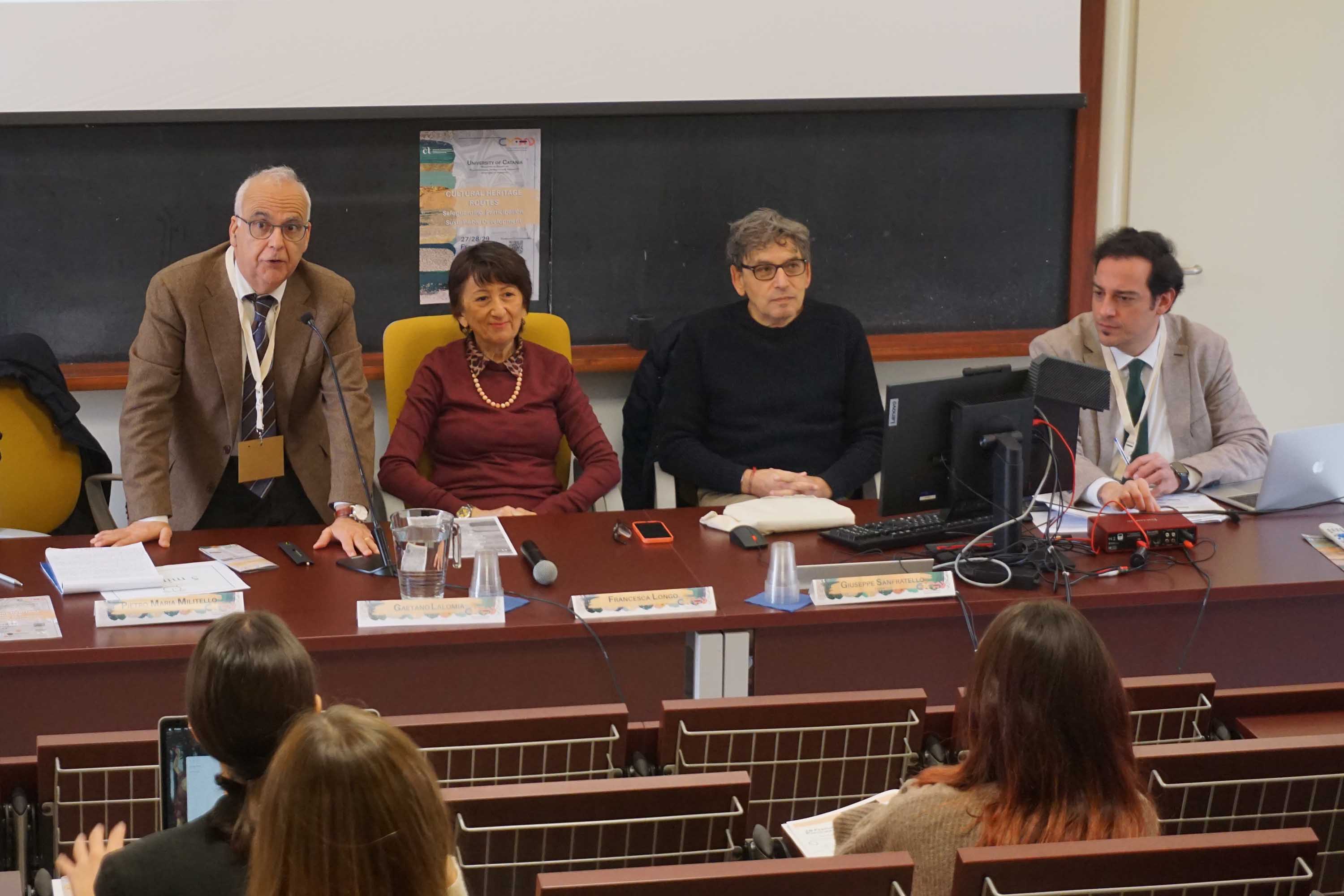 In foto da sinistra Pietro Maria Militello, Francesca Longo, Gaetano Lalomia e Giuseppe Sanfratello