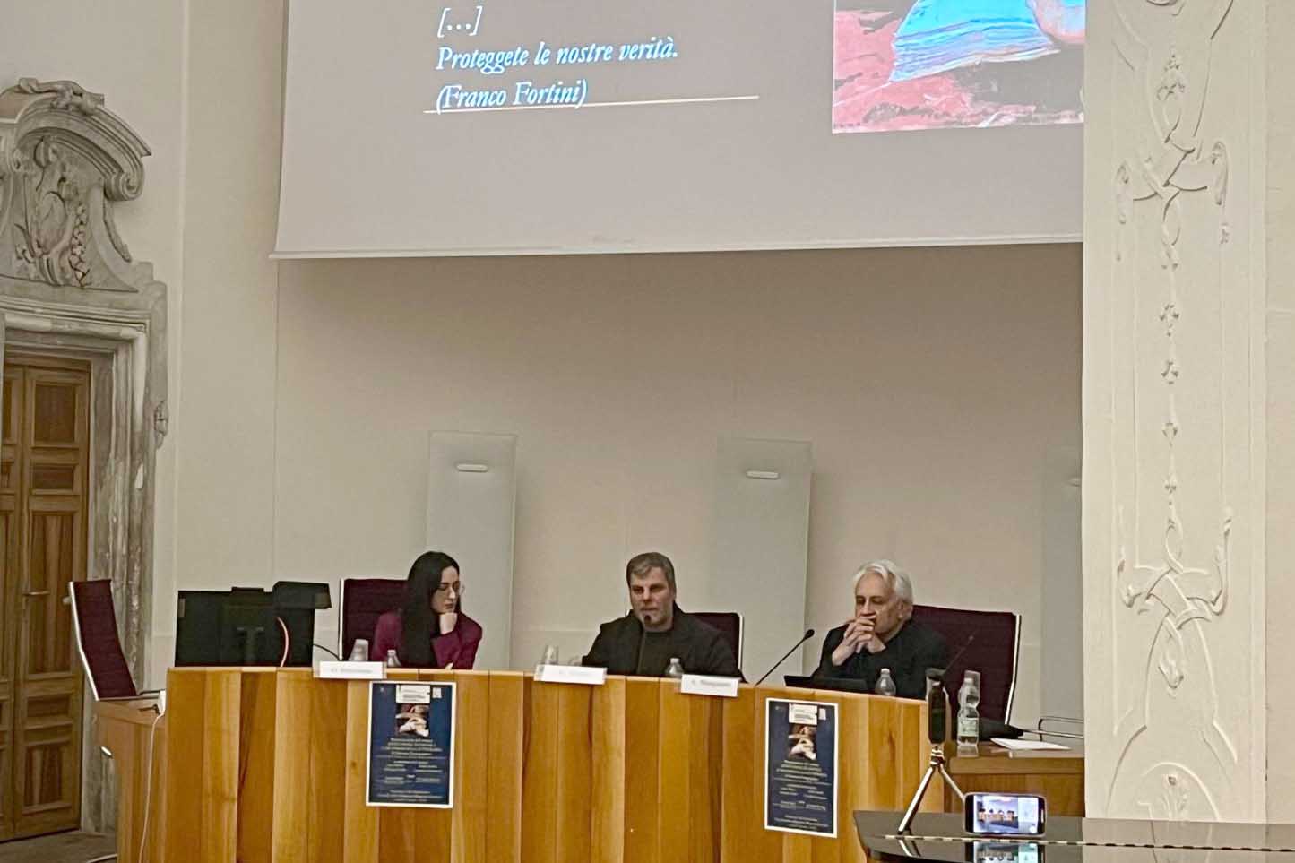 Un momento della presentazione al Monastero dei Benedettini