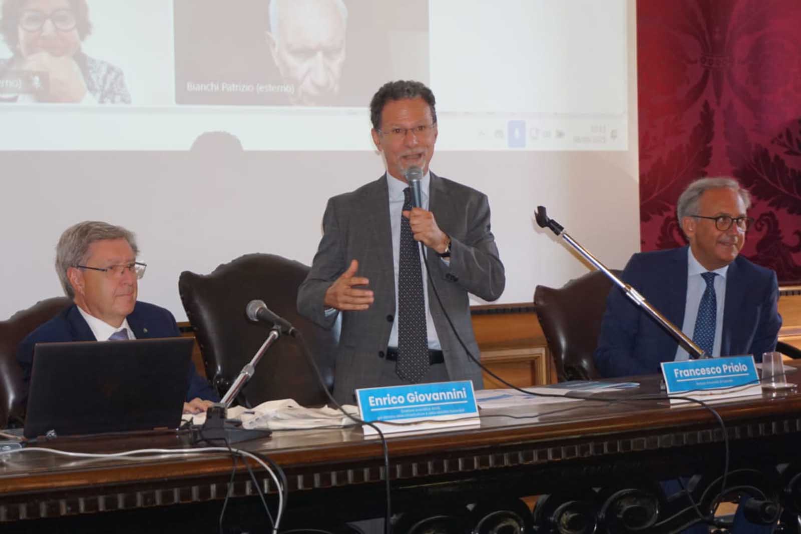 In foto da sinistra Enrico Giovannini, Francesco Priolo e Daniele Malfitana