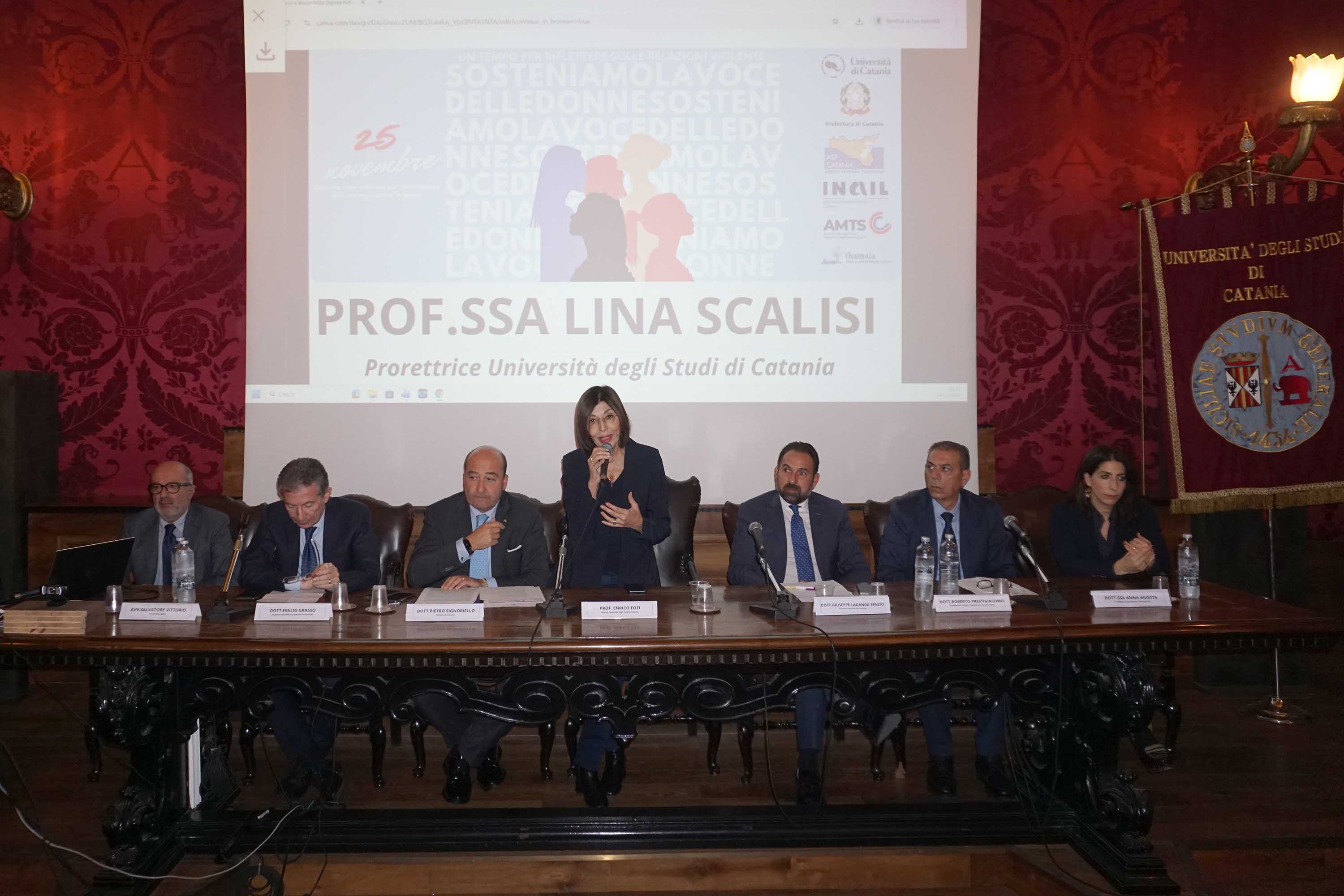 Un momento dell'intervento della prorettrice Lina Scalisi
