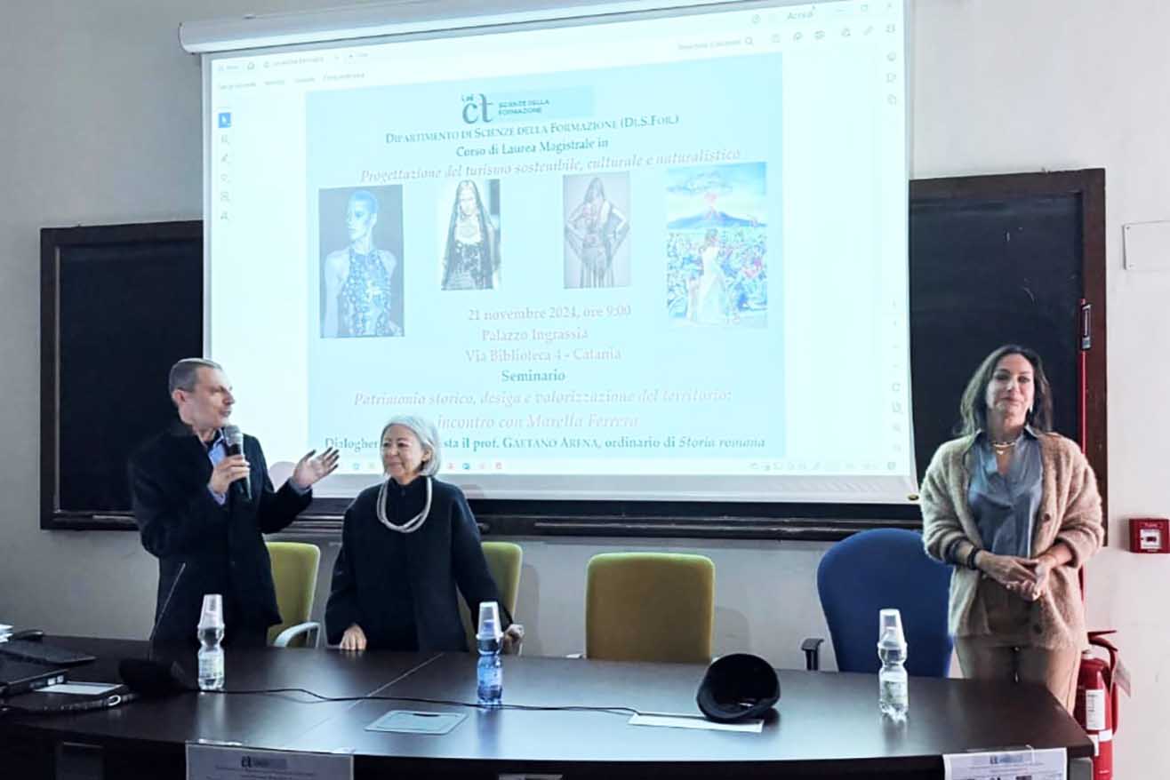 In foto da sinistra Gaetano Arena, Marella Ferrera e Eleonora Pappalardo