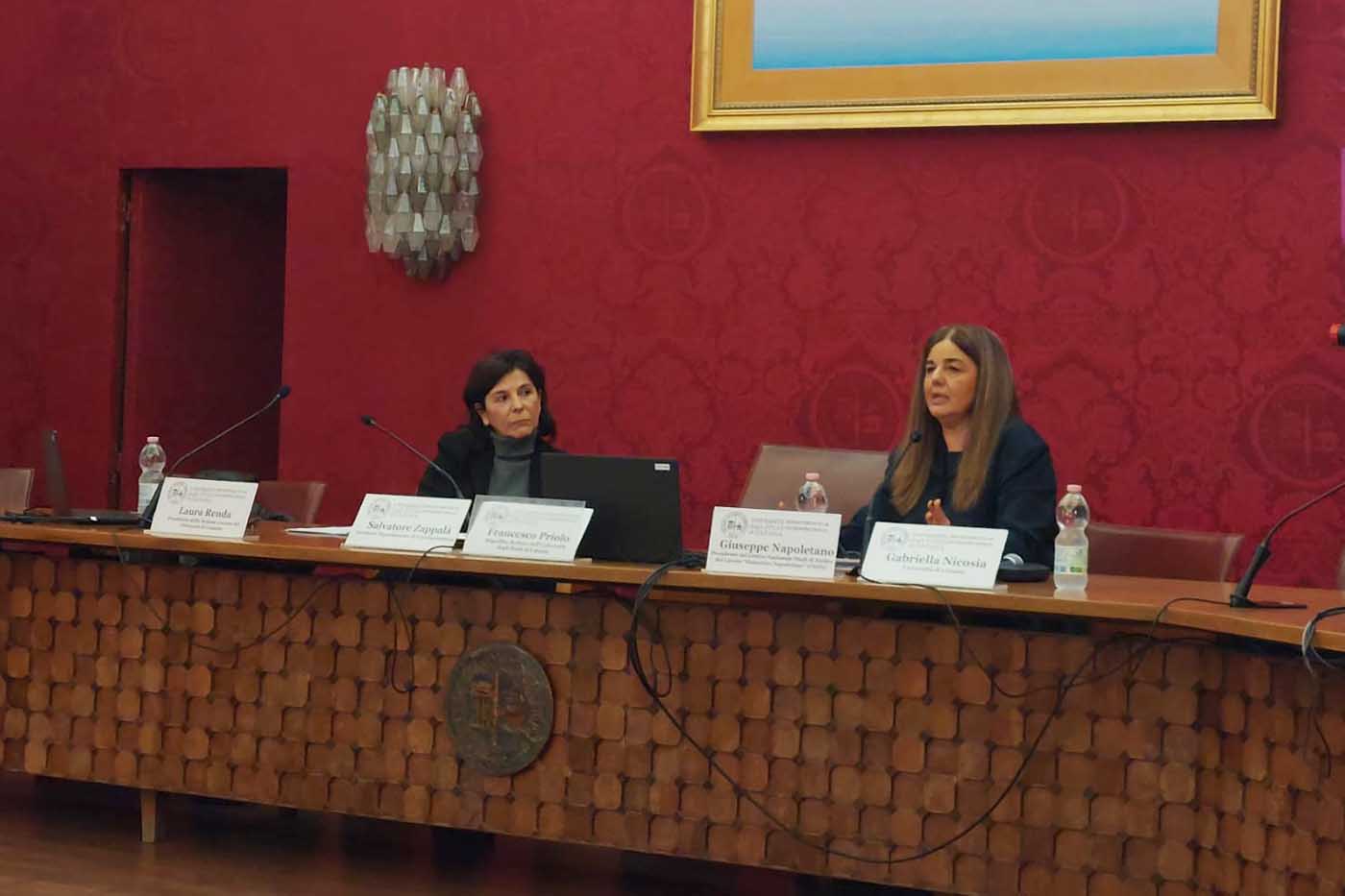 Un momento dell'intervento della prof.ssa Gabriella Nicosia