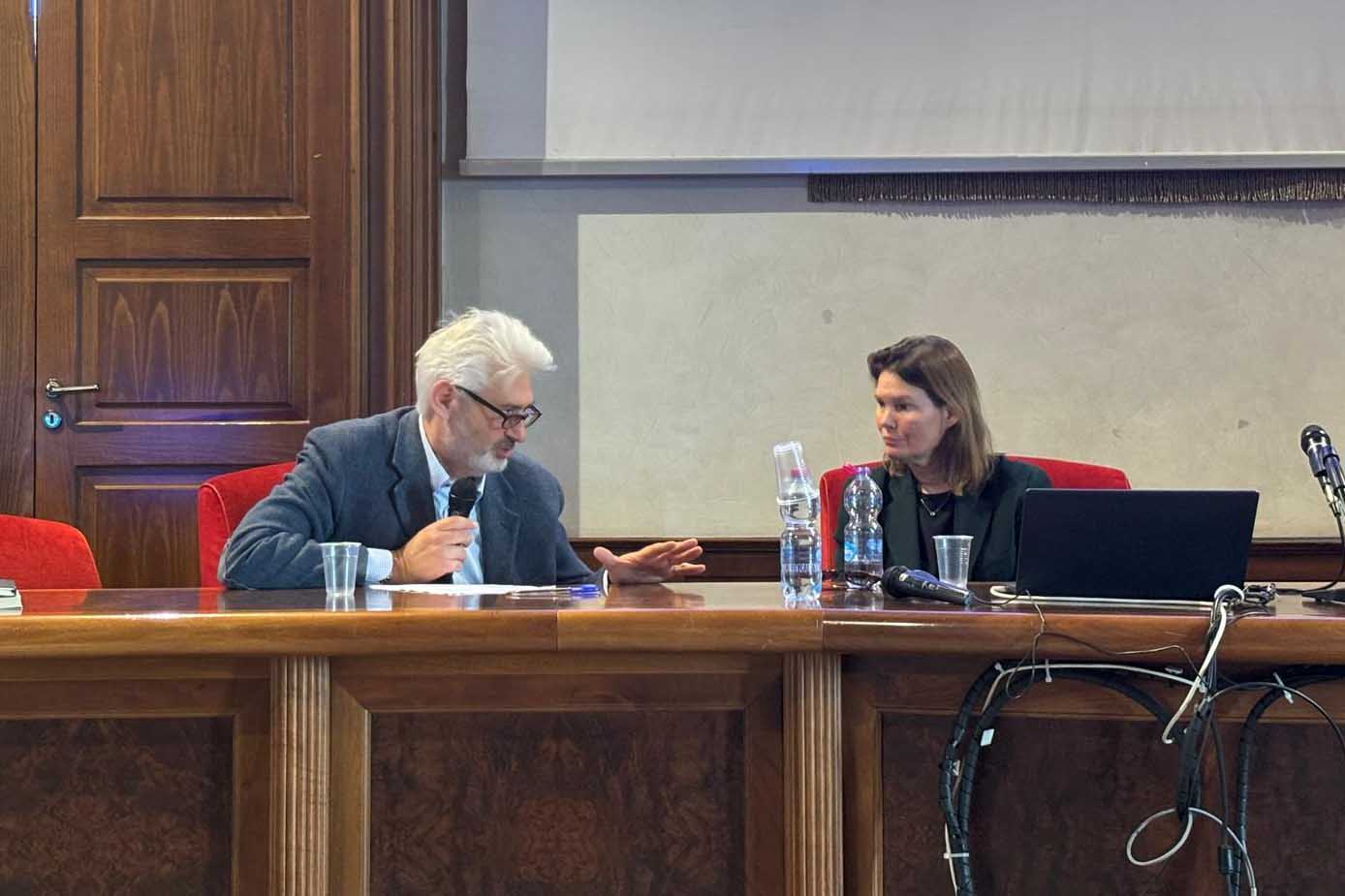 Un momento dell'intervento della docente