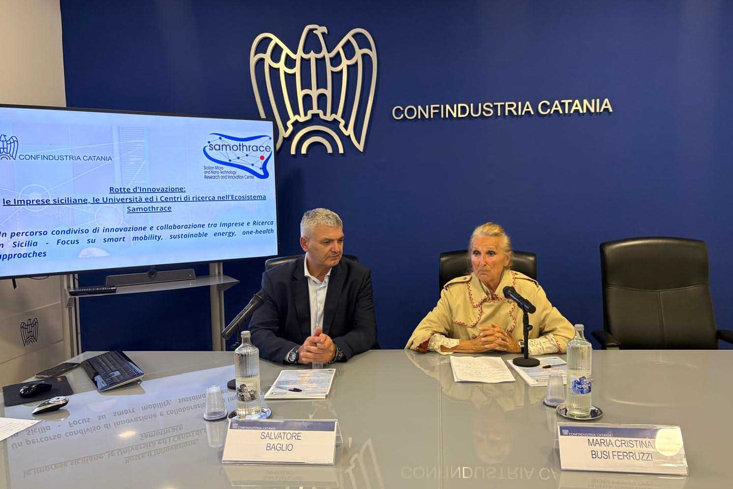 In foto da sinistra il prof. Salvatore Baglio e la presidente di Confindustria Catania Cristina Busi