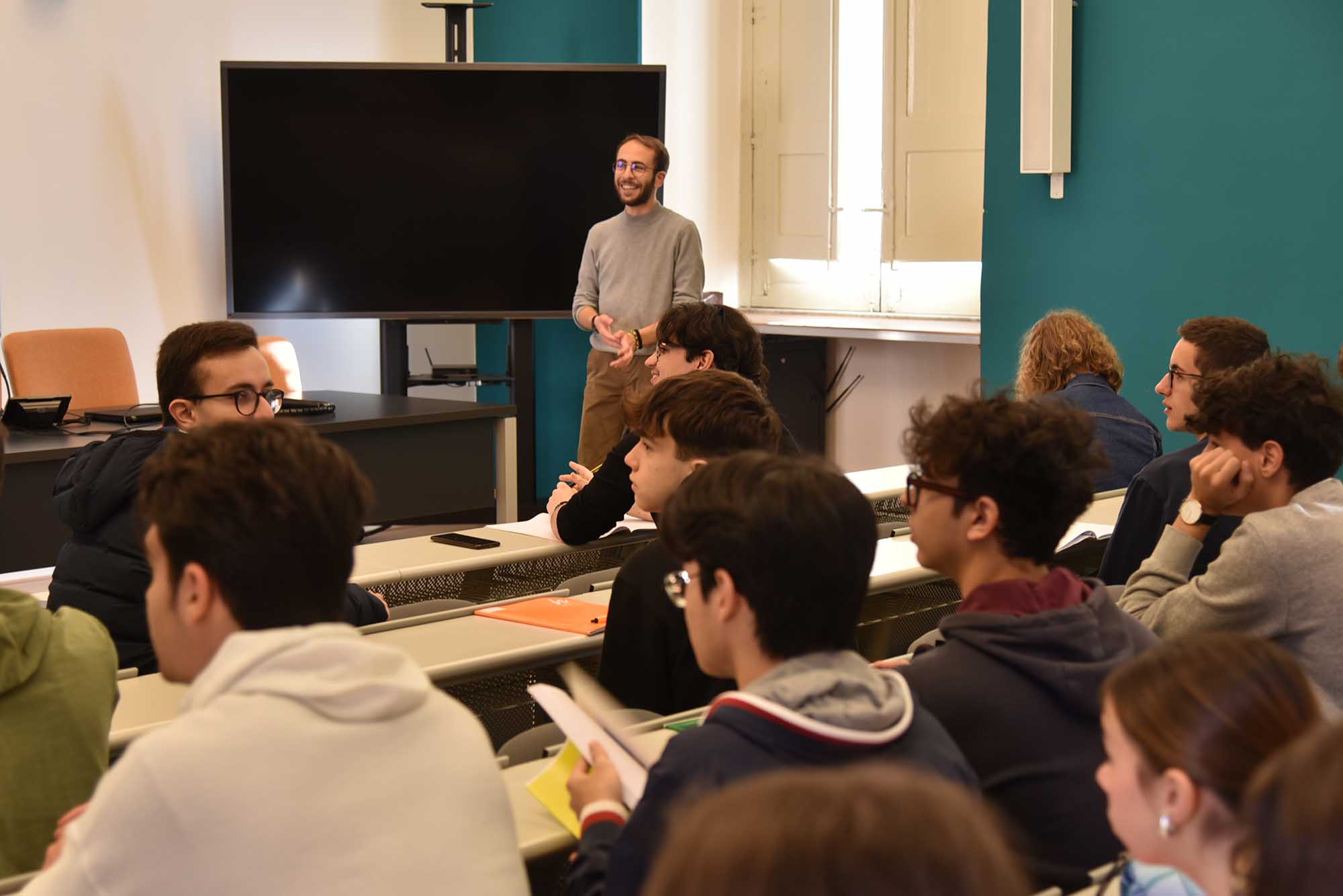 Un momento della lezione in aula