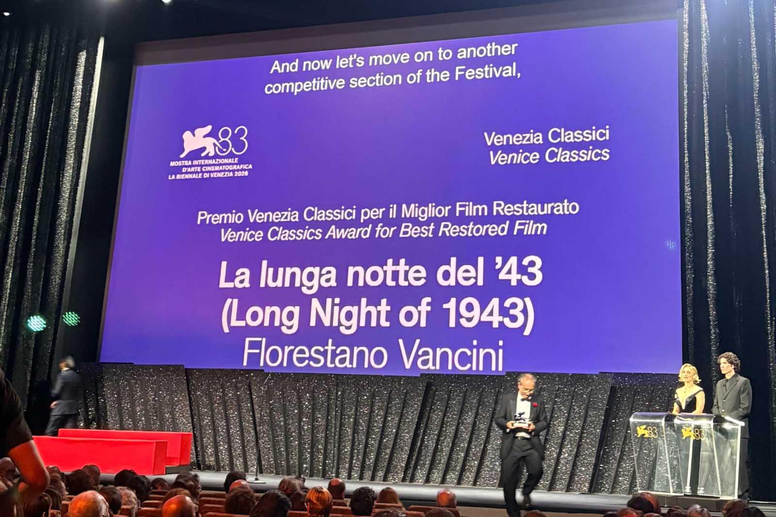 Un momento della cerimonia di premiazione