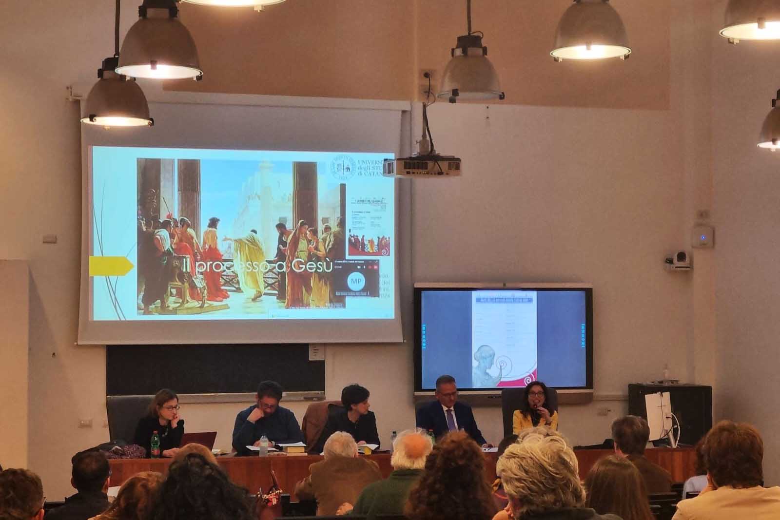 Un momento dell'incontro nell'Aula A2 del Monastero dei Benedettini