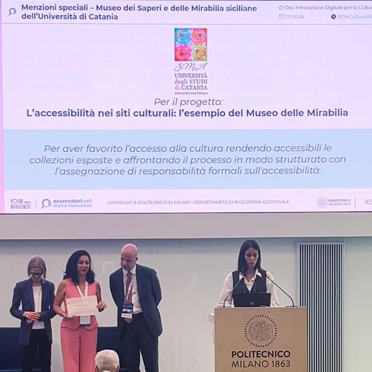Un momento della cerimonia di premiazione