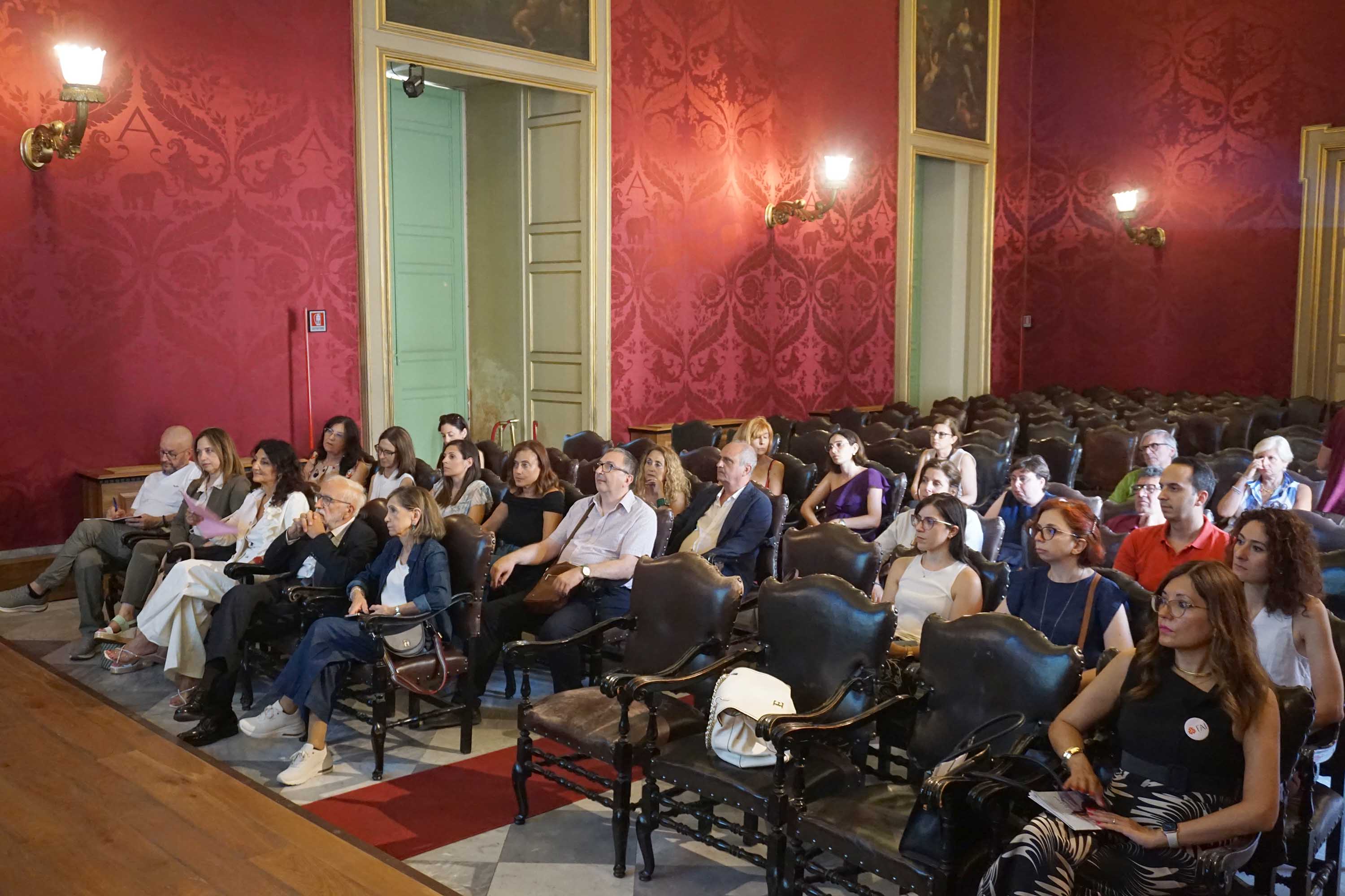 Un momento della conferenza stampa in aula magna del Palazzo centrale
