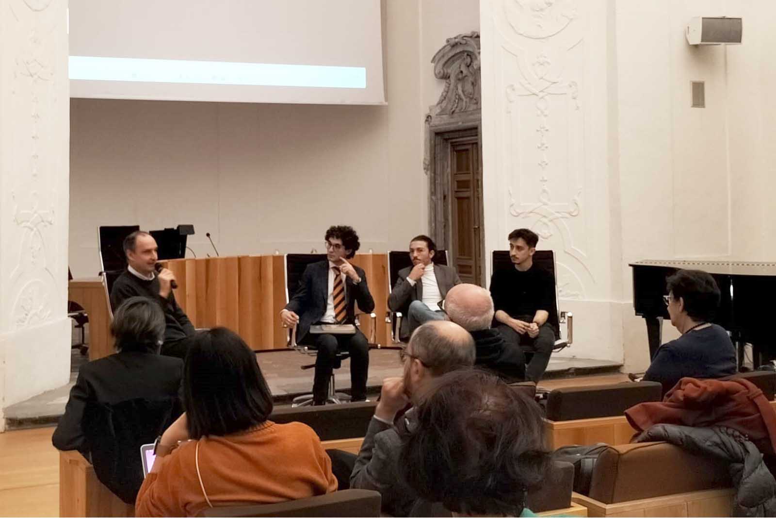 Un momento dell'incontro al Monastero dei Benedettini