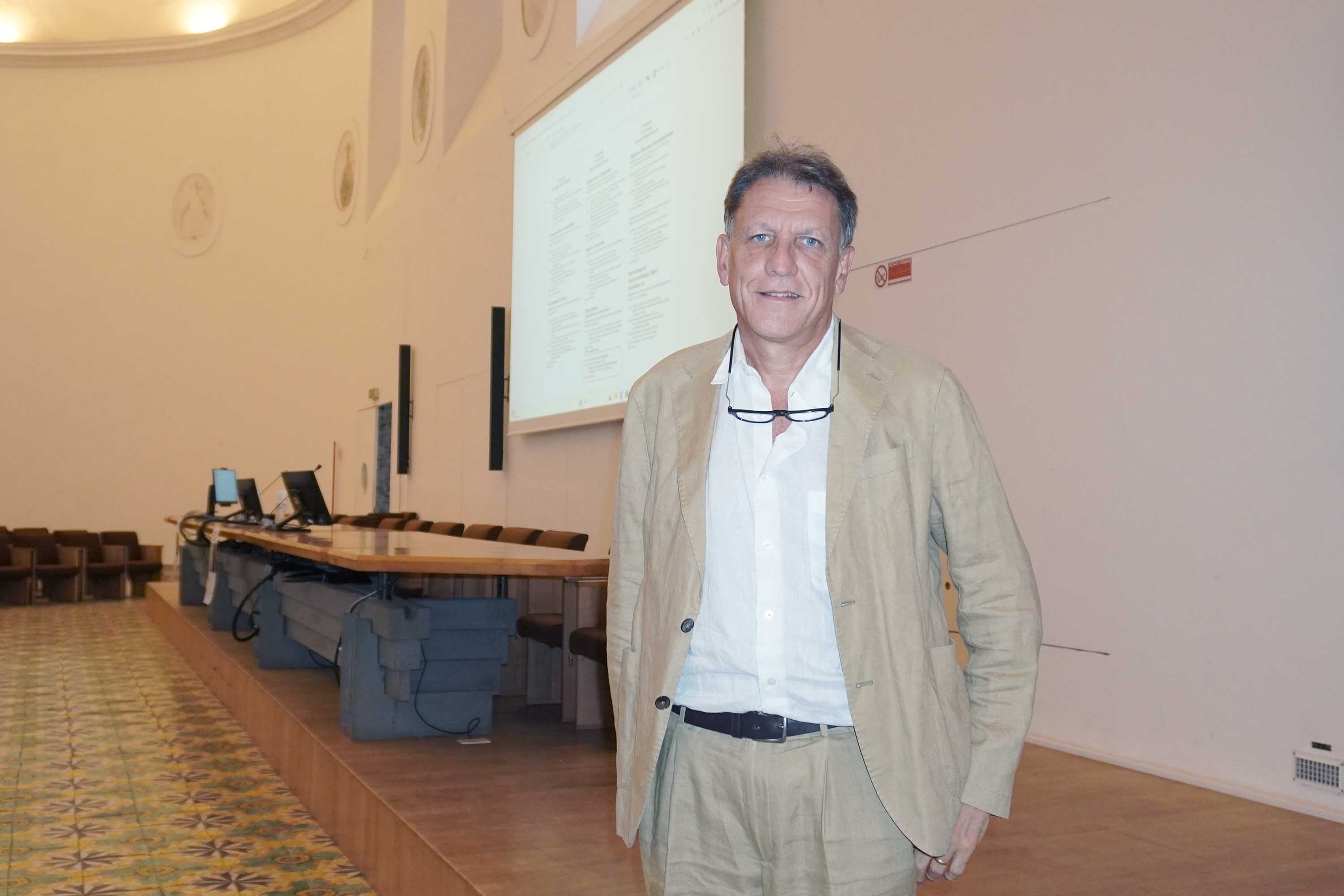 Il prof. Andrea Mazzucchi, presidente della Società dei Filologi della Letteratura Italiana