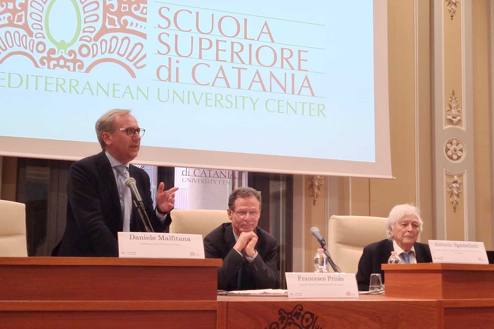 Da sinistra Daniele Malfitana, Francesco Priolo e Antonio Sgamellotti