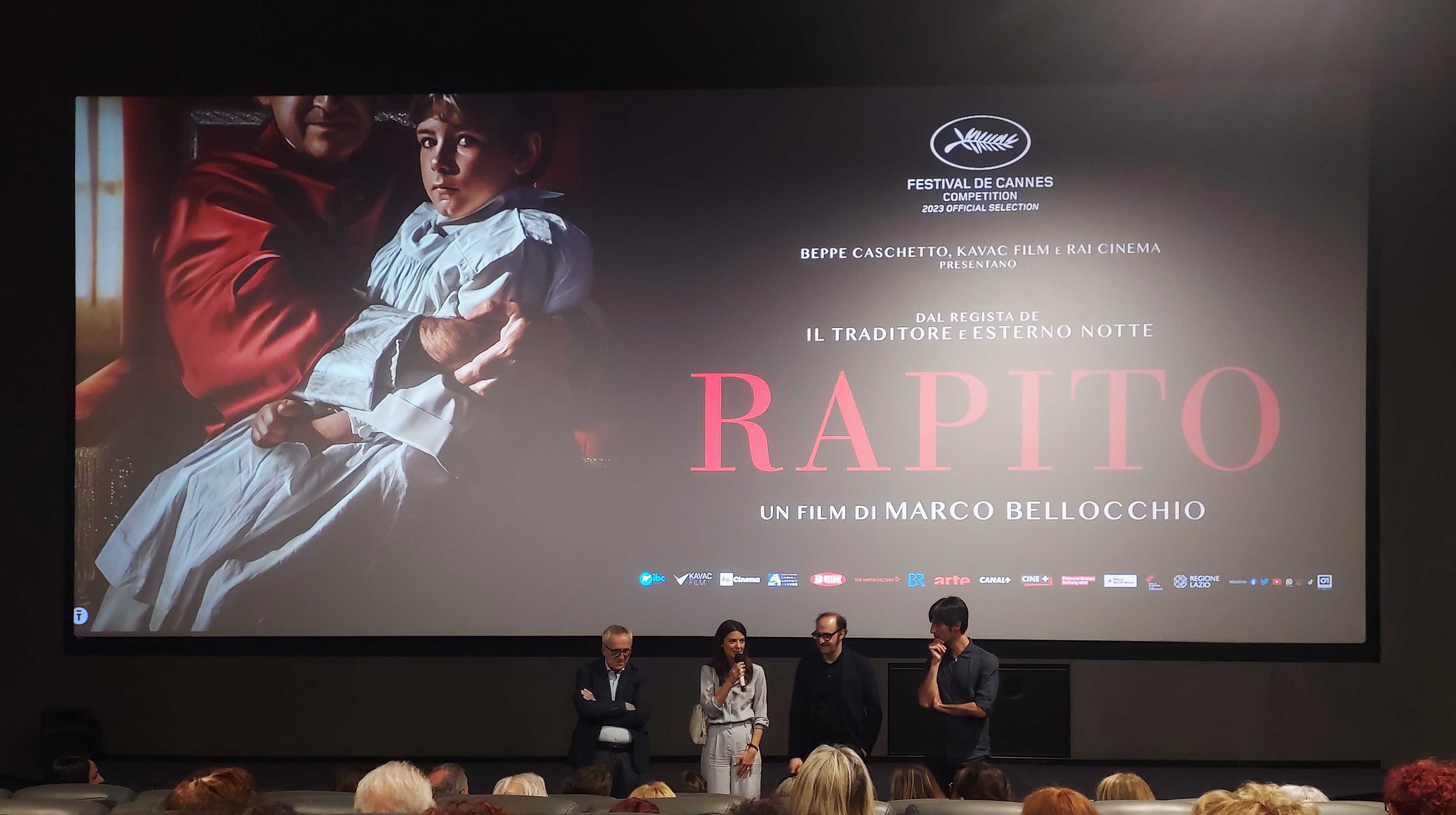 Un momento della presentazione del film al Cinema Ariston