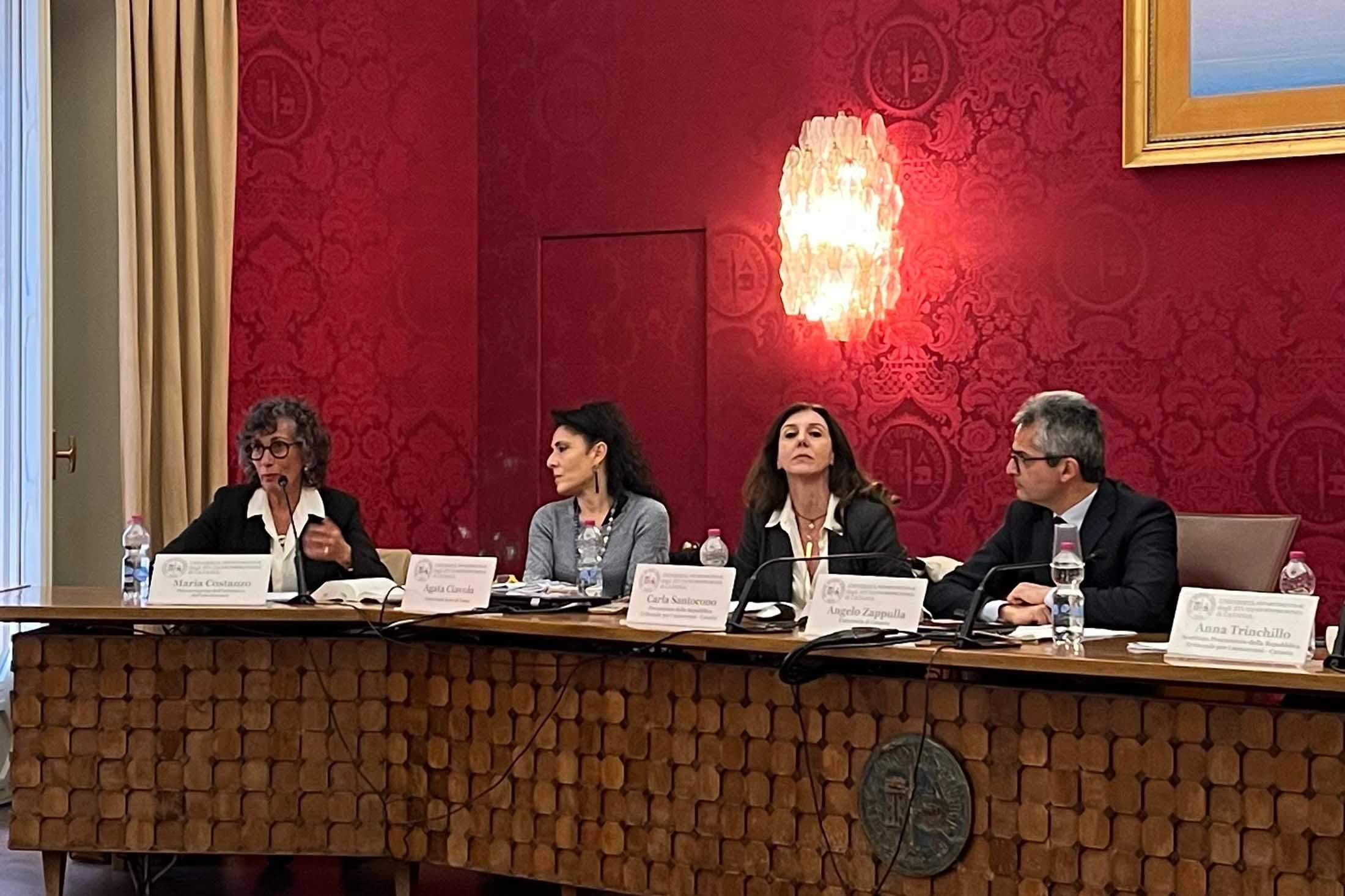 In foto da sinistra Maria Costanzo, Agata Ciavola, Carla Santocono, Angelo Zappulla