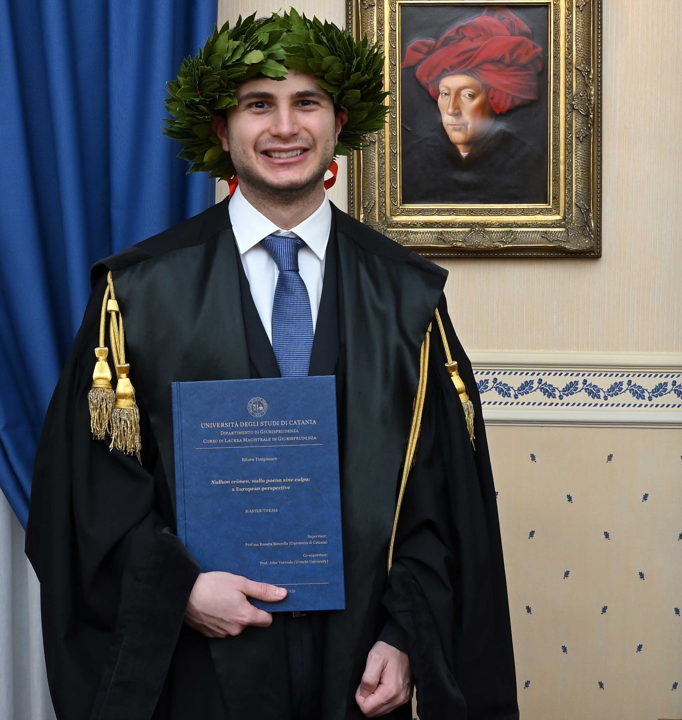 Ettore Timpanaro il giorno della laurea conseguita a Unict