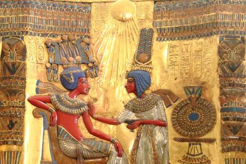 Egyptian Museum, Cairo: Gilded throne of the ancient Egyptian king Tutankhamun