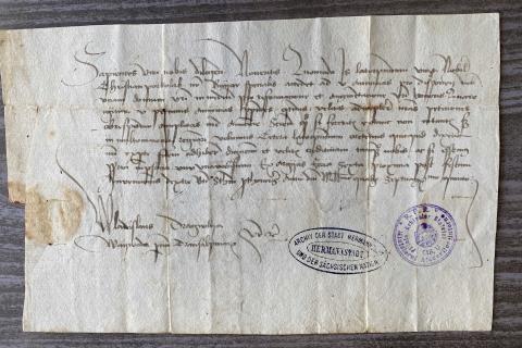 Una delle tre lettere (datate 1457 e 1475) scritte e firmate dal conte Vlad III