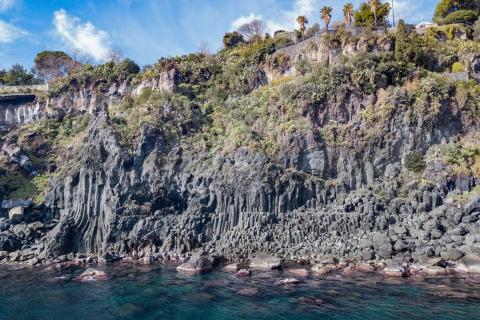 Tratto di costa lungo la Timpa di Acireale con affioramenti di lave colonnari (foto smarteducationunescosicilia.it)