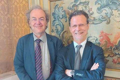 Il presidente dell'Inaf, Roberto Ragazzoni, e il rettore Francesco Priolo di Unict