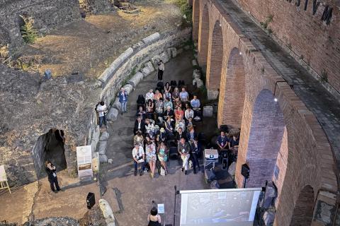 Un momento delle proiezioni all’Anfiteatro Romano di Catania 