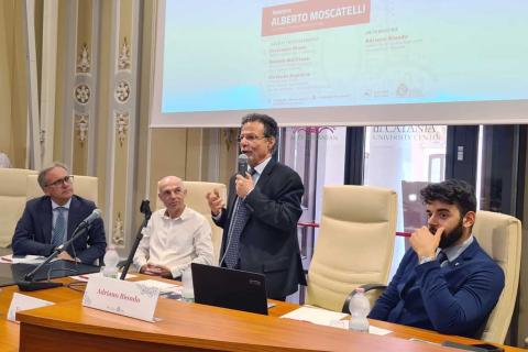 Un momento dell'intervento del rettore Francesco Priolo