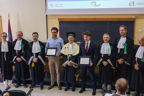 In foto da sinistra Maria Serafina Madonia, Corrado Santoro, Filippo Stanco, Riccardo Raciti, Francesco Priolo, Alfio Spoto, Orazio Muscato, Simone Faro e Giovanni Gallo