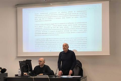 Un momento dell'intervento di Antonio Fisichella