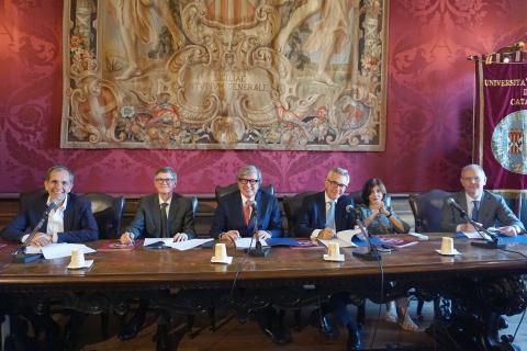 In foto da sinistra Enrico Trantino, Angelo Luca, Enrico Foti, Giorgio Giulio Santonocito, Lina Scalici e Salvatore Gruttadauria