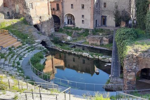 Vista da nord-ovest della platea dell'Antico Teatro di Catania, allagata dalle acque sotterranee (24 febbraio 2022)