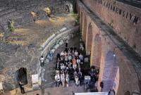 Un momento dei lavori all'Anfiteatro Romano di Catania