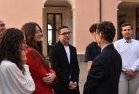 Il rettore Francesco Priolo mentre incontra i nuovi allievi della Ssc