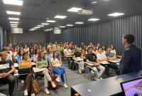 Un momento della "lezione" di Simone Massaro