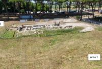 Ripresa aerea delle aree interessate dagli scavi archeologici e dalle indagini geofisiche