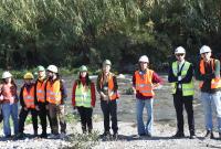 Un momento della visita al cantiere per la costruzione della nuova tratta ferroviaria Fiumefreddo-Giampilieri
