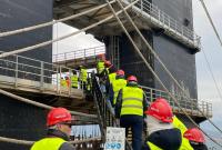 Un momento della visita al cantiere