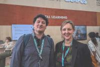 Il prof. Massimo Vittorio con Raphaëlle Vignolle (Innovation and Knowledge, UN-Habitat) al WUF Campus
