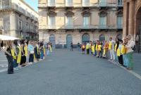 Un momento dell'iniziativa in piazza Bellini