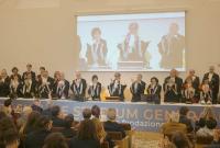 Il rettore Enrico Foti mentre dichiara aperto il 591° anno accademico